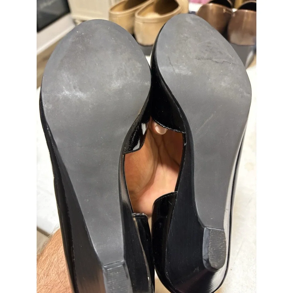 Steve Madden Vintage Pumps Black High Heels,‎ Size 7.5Open Toe, Leather